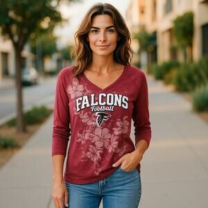 5/$65 ‎   Atlanta Falcons Women's Long Sleeve V-Neck Tee - XL